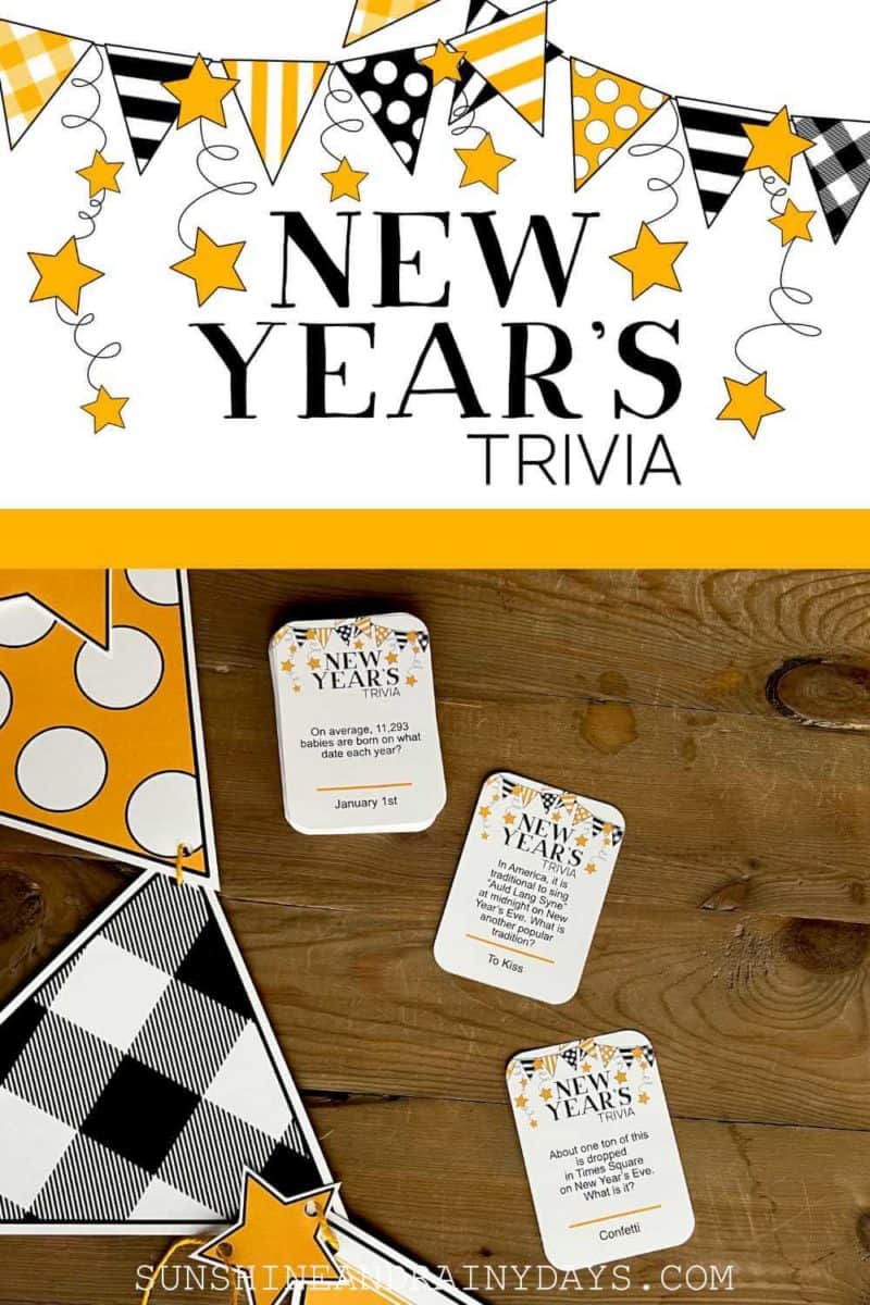 New Year s Trivia Questions And Answers Game Cards Sunshine And 
