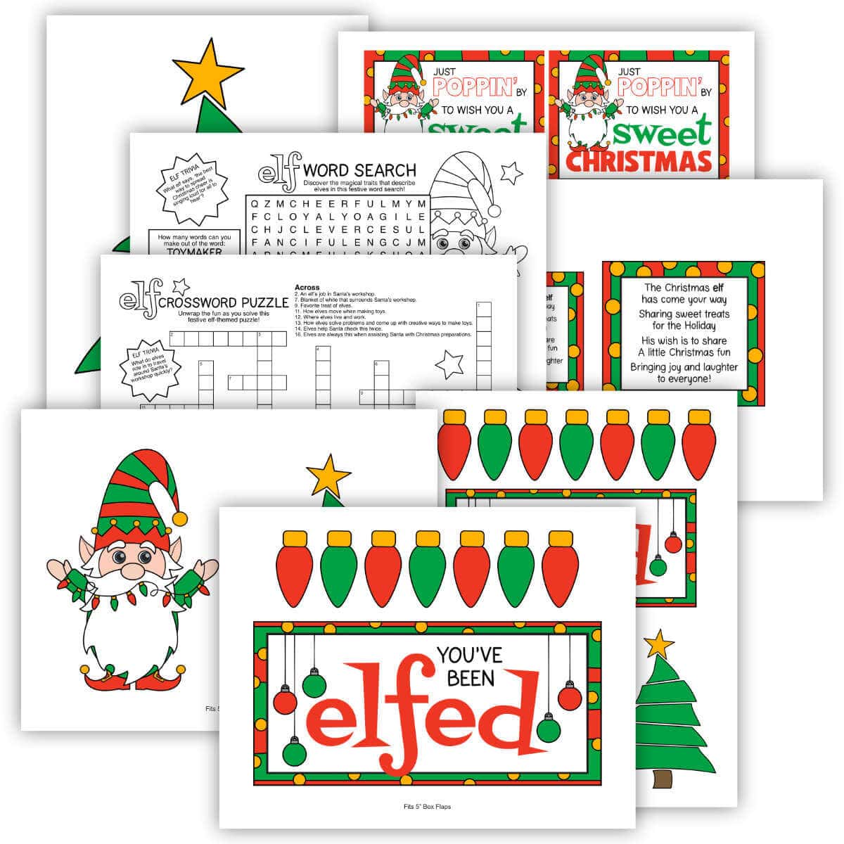 Printable pages for a You've Been Elfed care package.