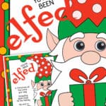 Clipart elf next to a printable card that says You've Been Elfed with a poem on it.