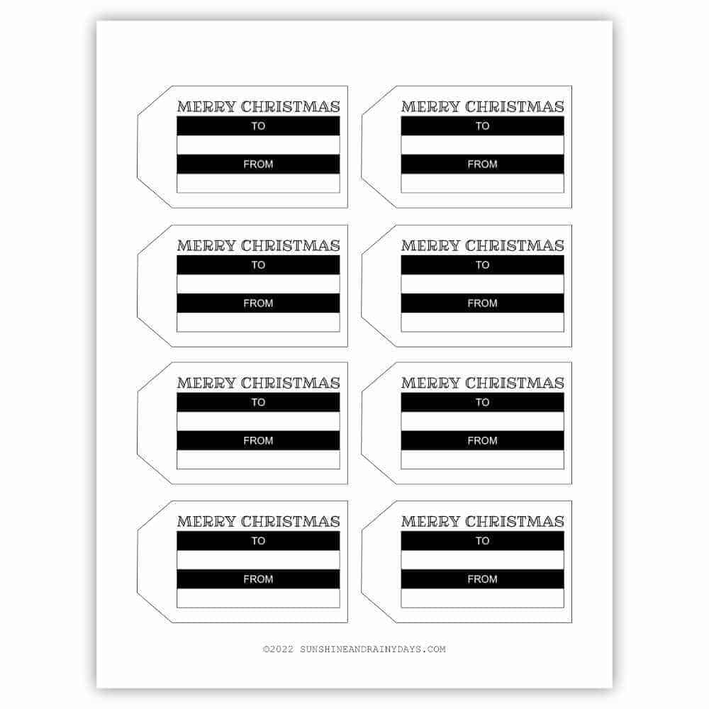 Fillable Black and White Christmas Gift Tags