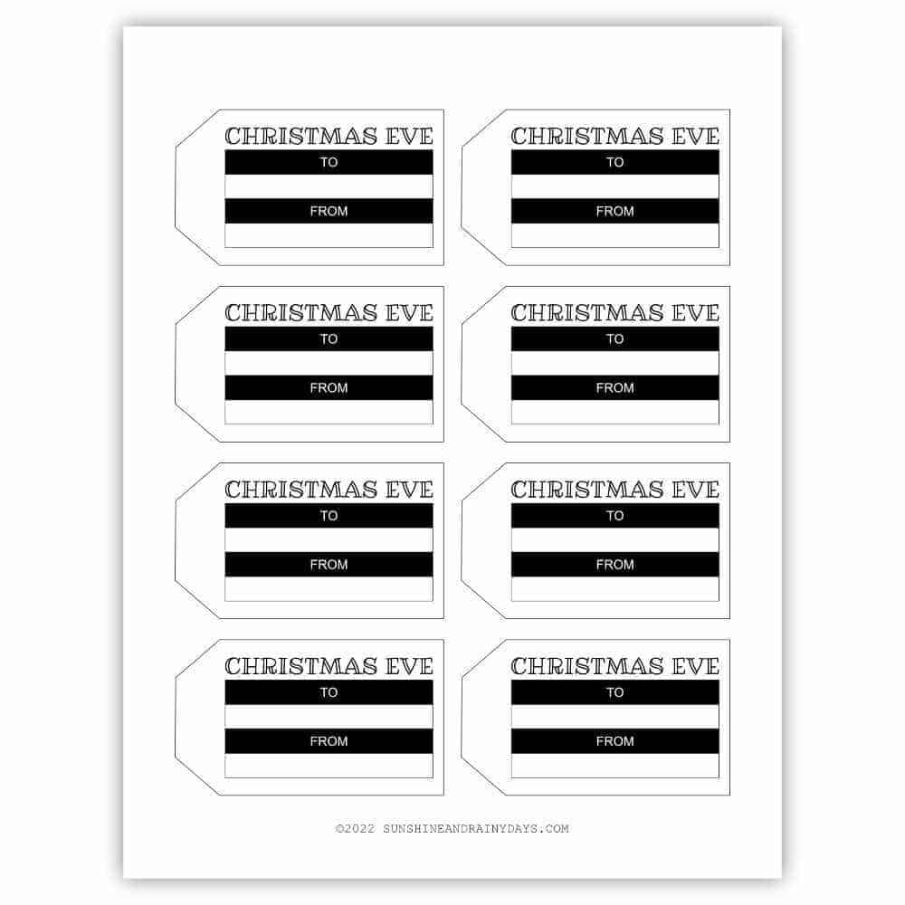 Fillable Christmas Eve Gift Tags PDF