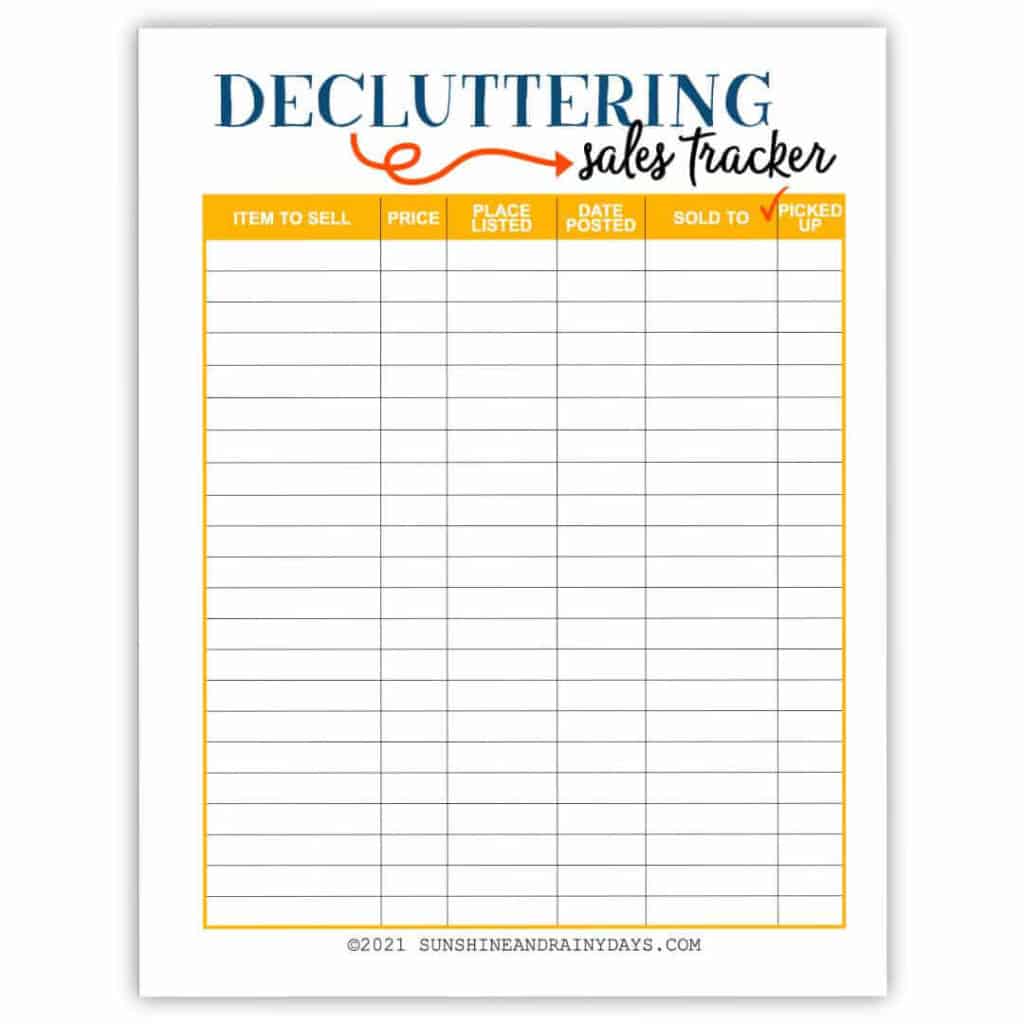Decluttering Sales Tracker