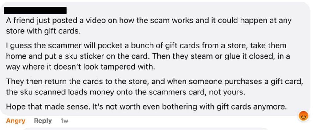 How gift card scams work.