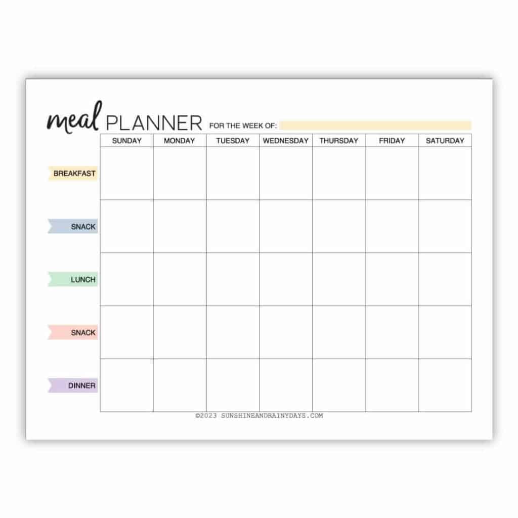 Free Weekly Meal Planner PDF. It's fillable too!
