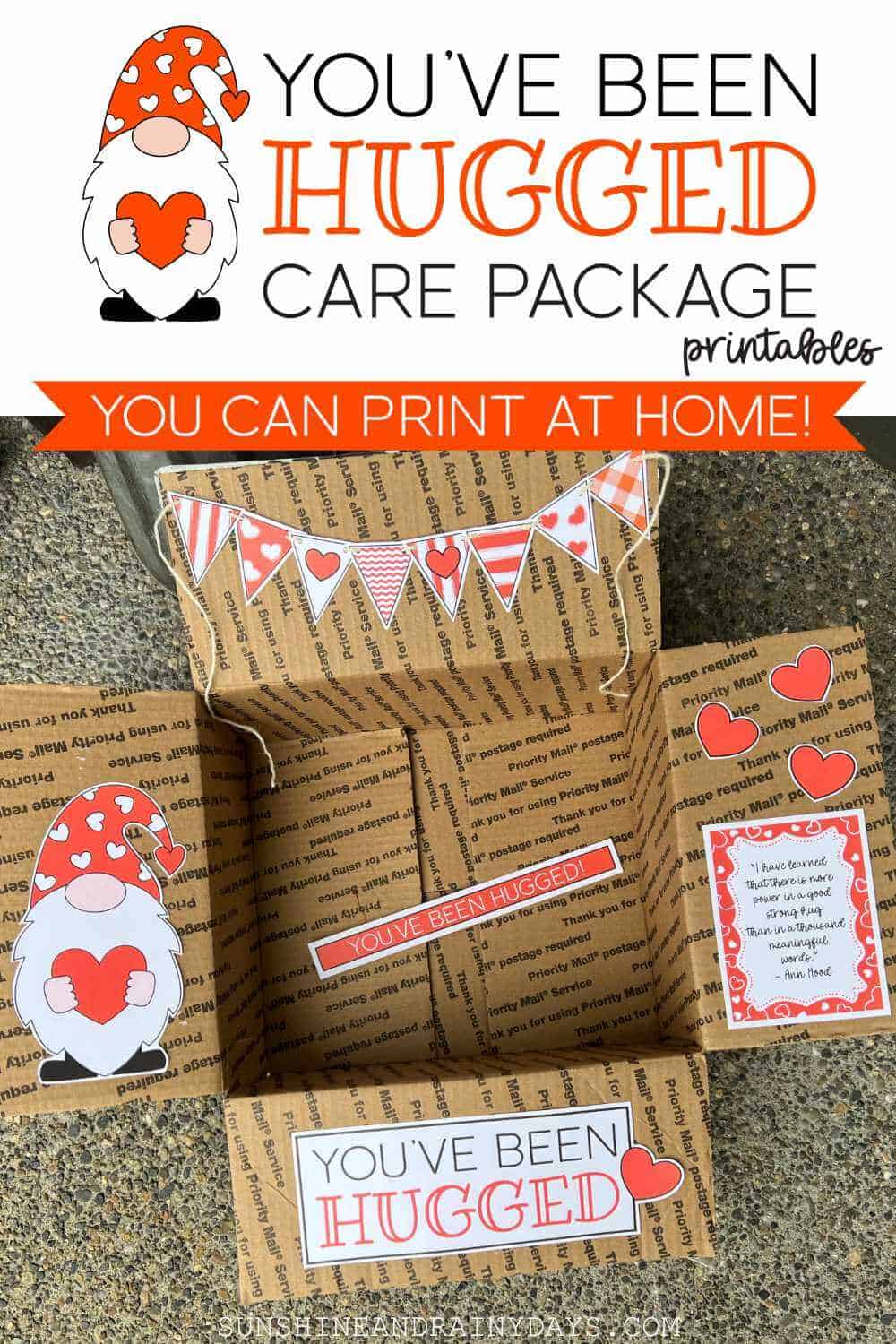 You've Been Hugged Care Package Box Decor