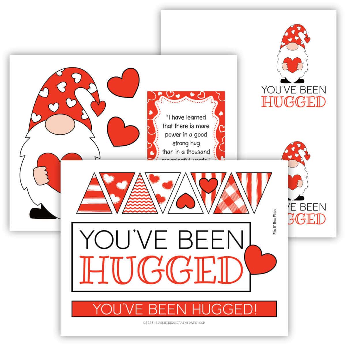 Printable box decor for a You've Been Hugged care package.