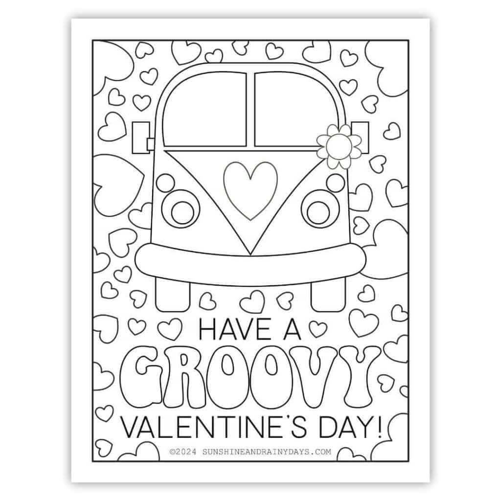 Have a groovy Valentine's Day coloring page.