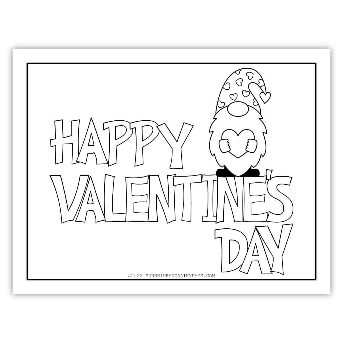 Happy Valentine's Day coloring page.