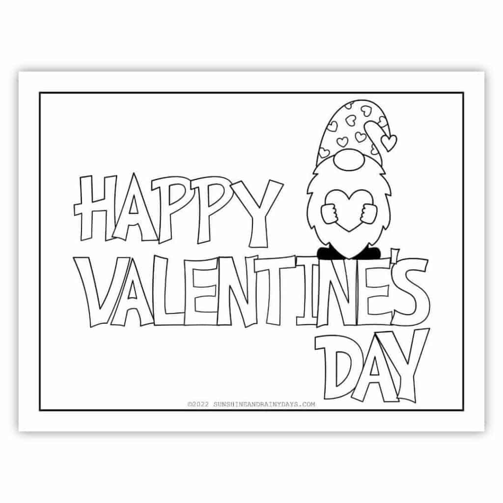 Happy Valentine's Day Coloring Page to print at home.