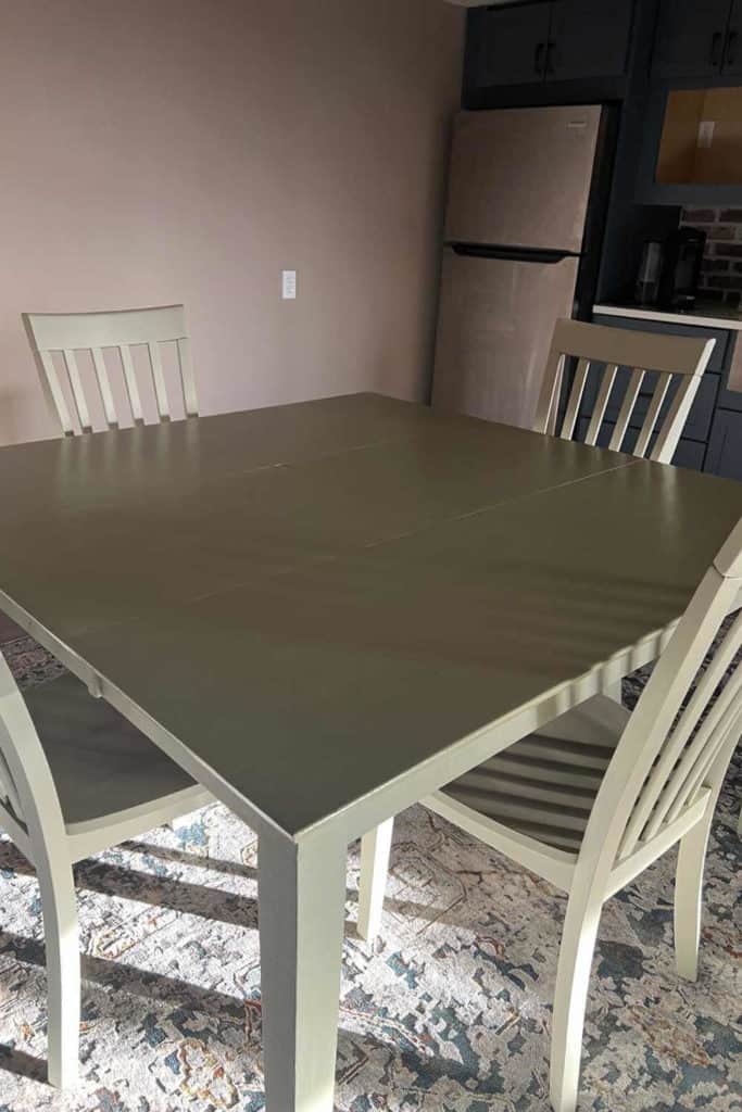 Justine's painted kitchen table that has held up well for over two years.