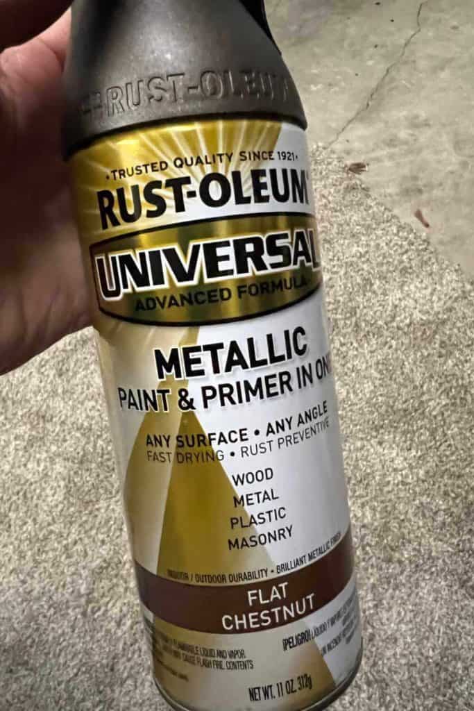Spray paint used to paint ceiling fan blades; Rust-Oleum Universal Metallic Paint & Primer in one.