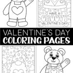 Image of four Valentine's Day coloring pages.