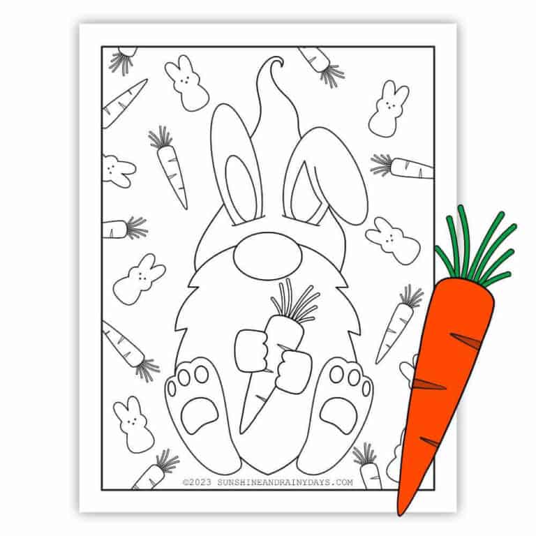 Printable Easter Gnome Coloring Pages - Sunshine and Rainy Days
