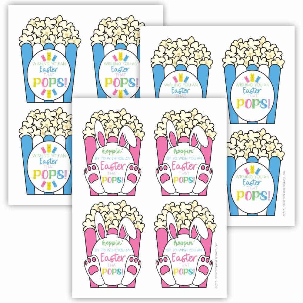 Easter Popcorn Tags printable pages.