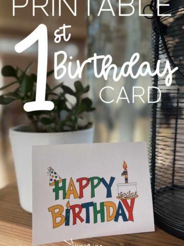 Printable Happy First Birthday Card.