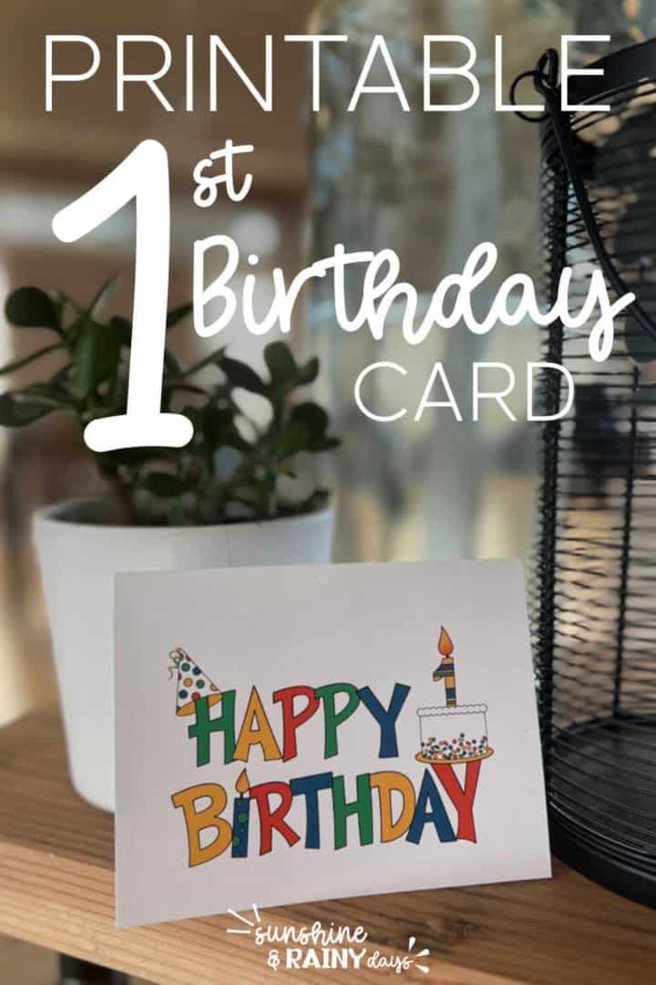 Printable First Birthday Card - Sunshine and Rainy Days