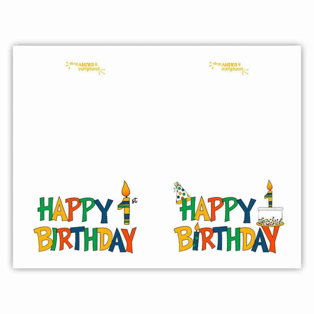 Printable First Birthday Card - Sunshine and Rainy Days