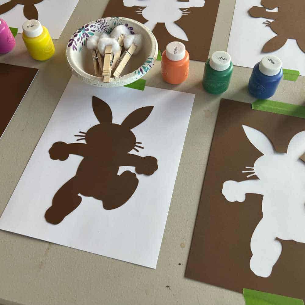 Bunny Stencil painting supplies.