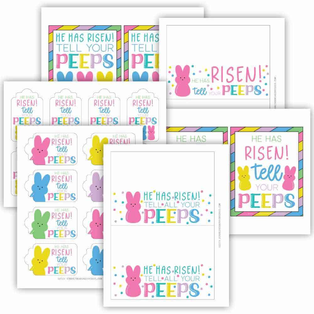 He Has Risen Tell Your Peeps Bag Toppers and Tags Printables