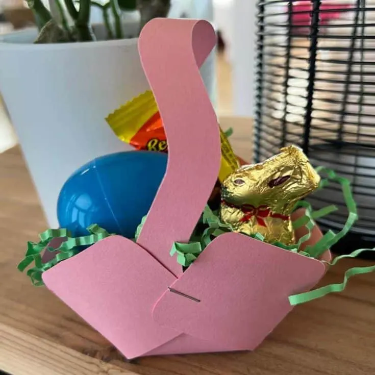 Mini Paper Easter Basket with a few treats inside.