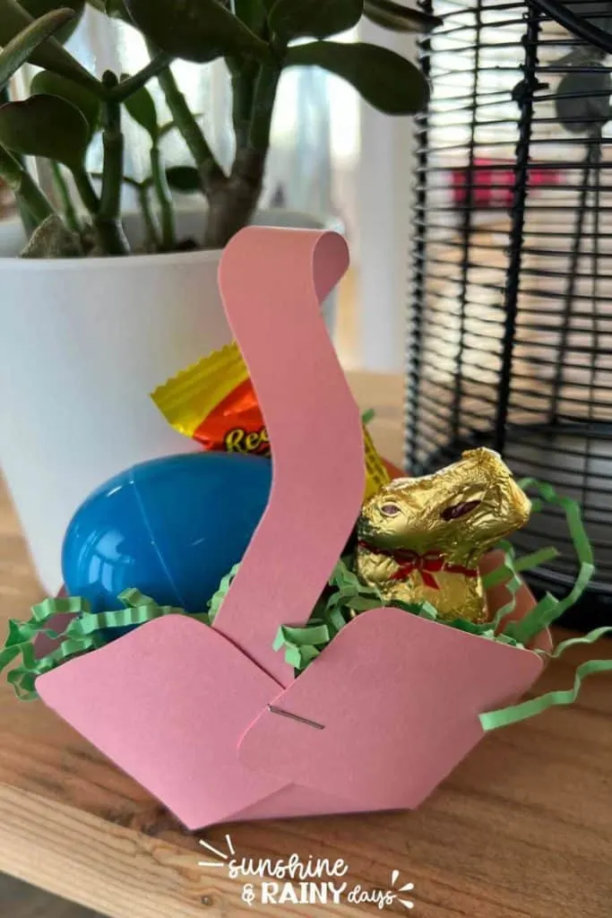 Mini Paper Easter Basket with a few treats inside.
