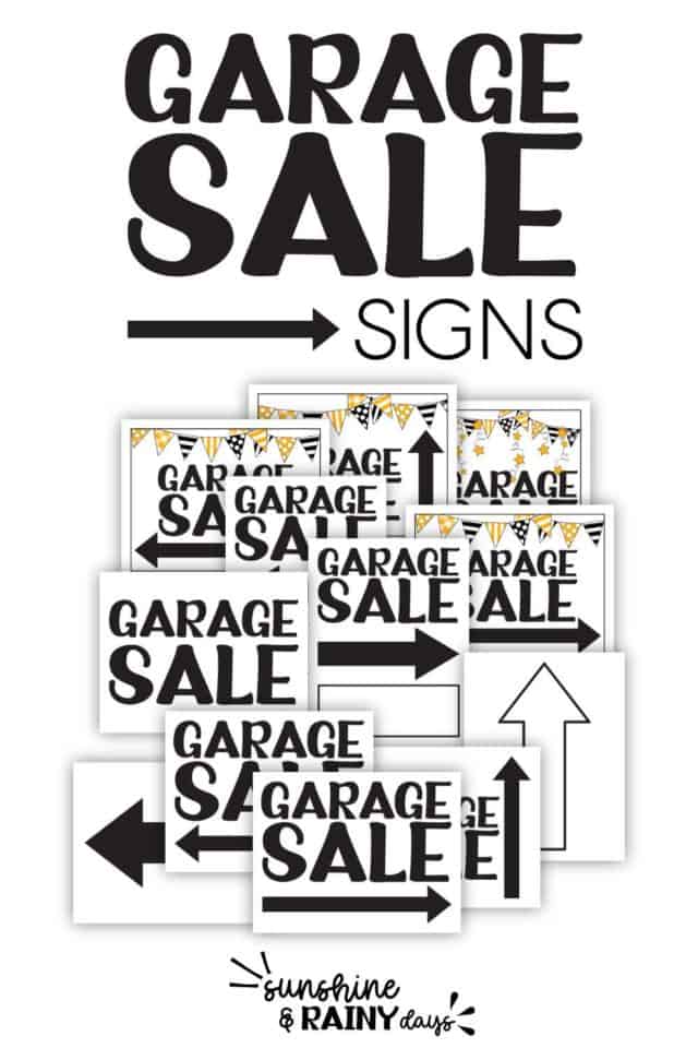 Printable Garage Sale Signs Sunshine and Rainy Days
