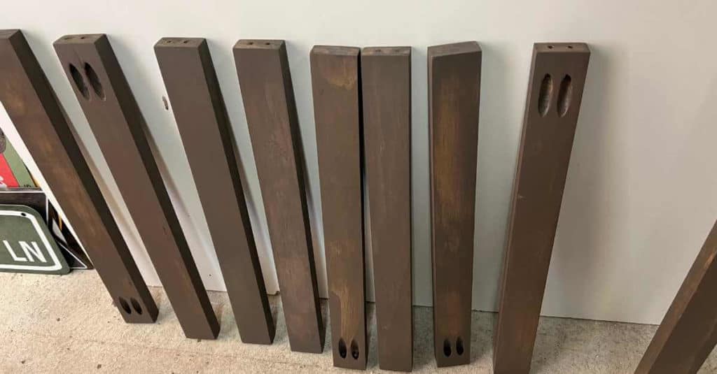 Shelf brackets with pocket holes drilled in them.