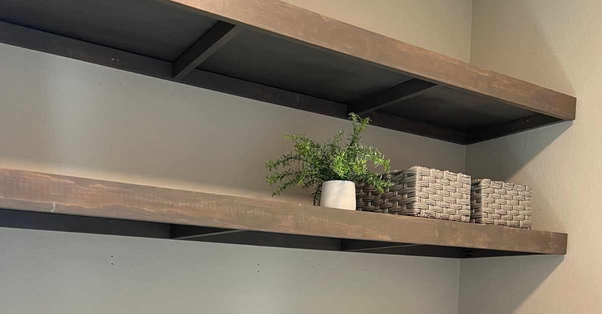 Laundry room shelves installed.