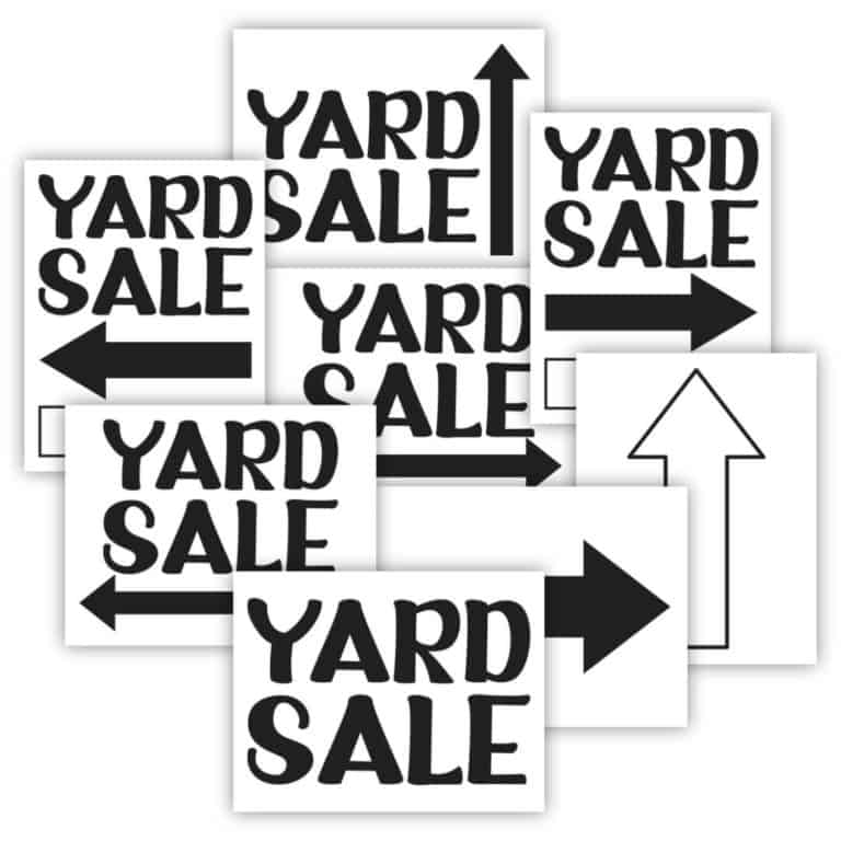 Printable Yard Sale Signs Sunshine and Rainy Days