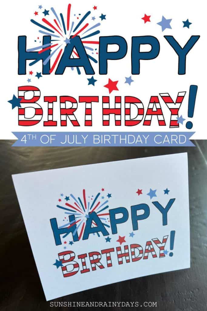 Printable 4th of July Birthday Card