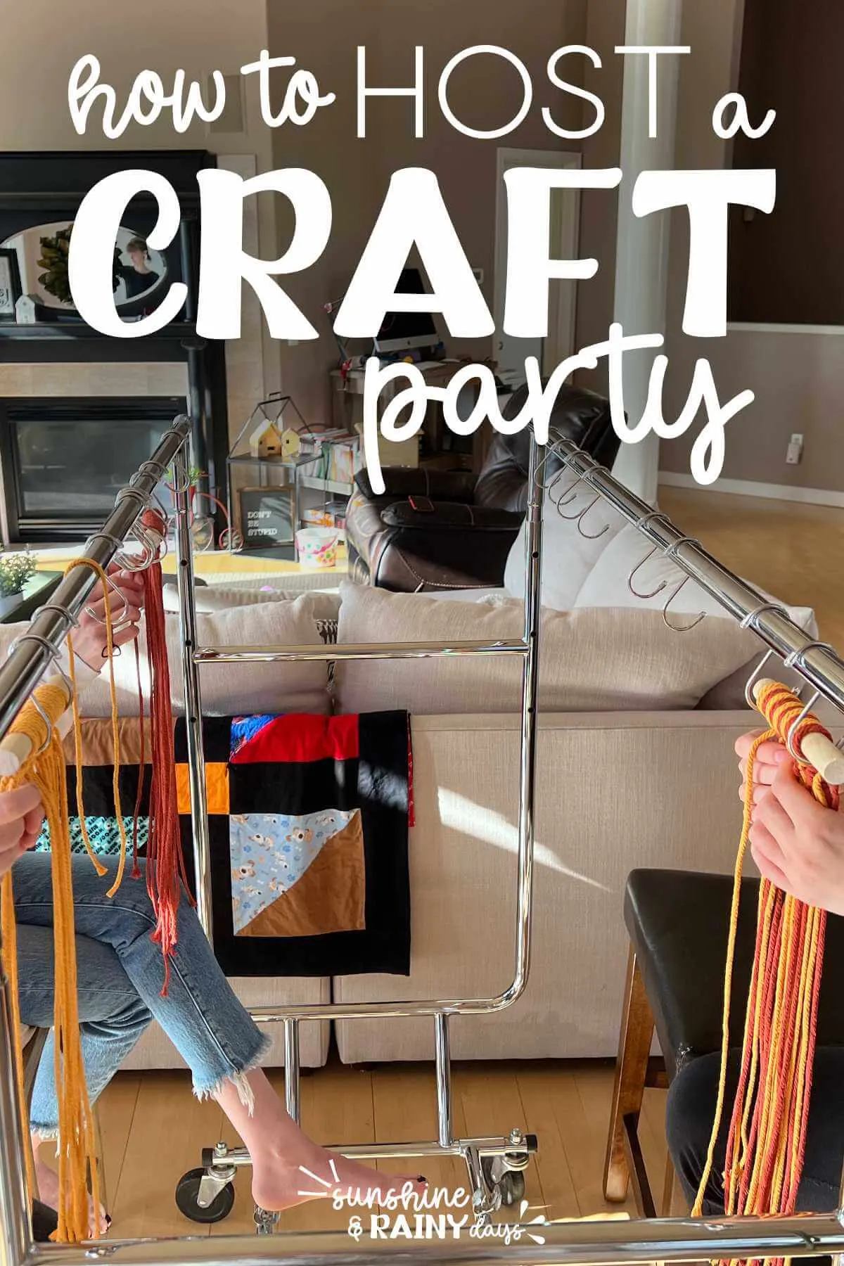 Macrame at a craft party.