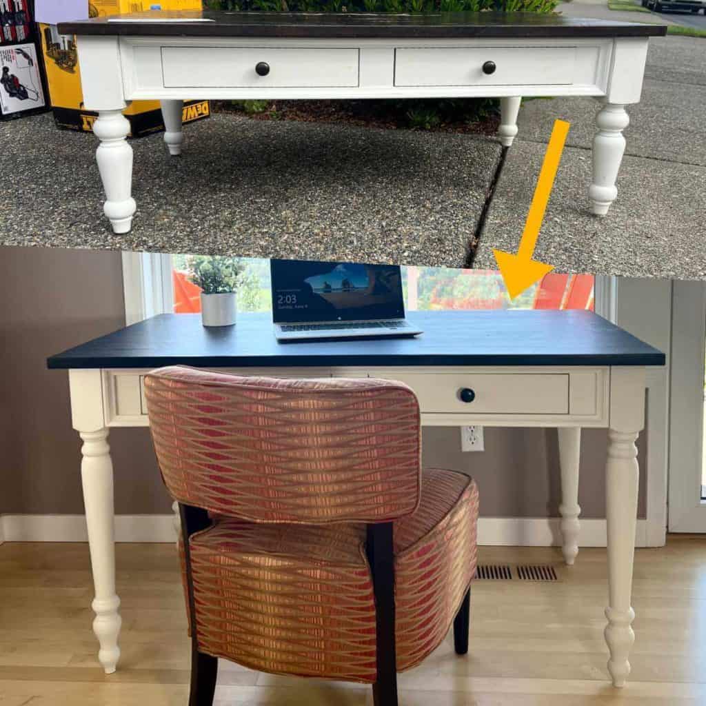 How to turn a coffee table into a desk.