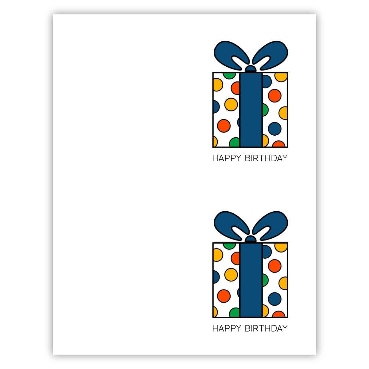 Image of a free printable Birthday card with a present on it.