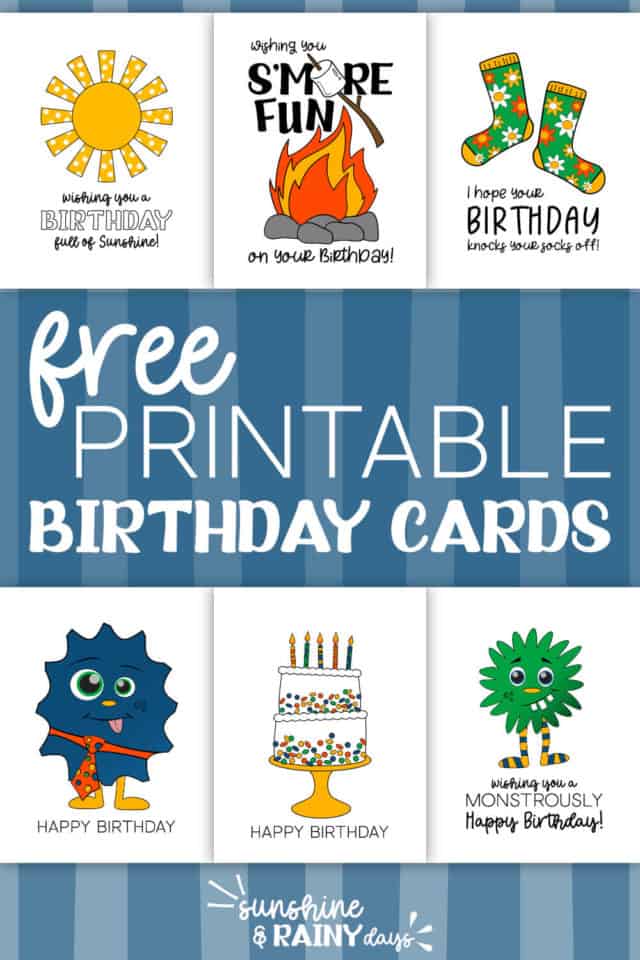 Free Printable Birthday Cards - Sunshine and Rainy Days