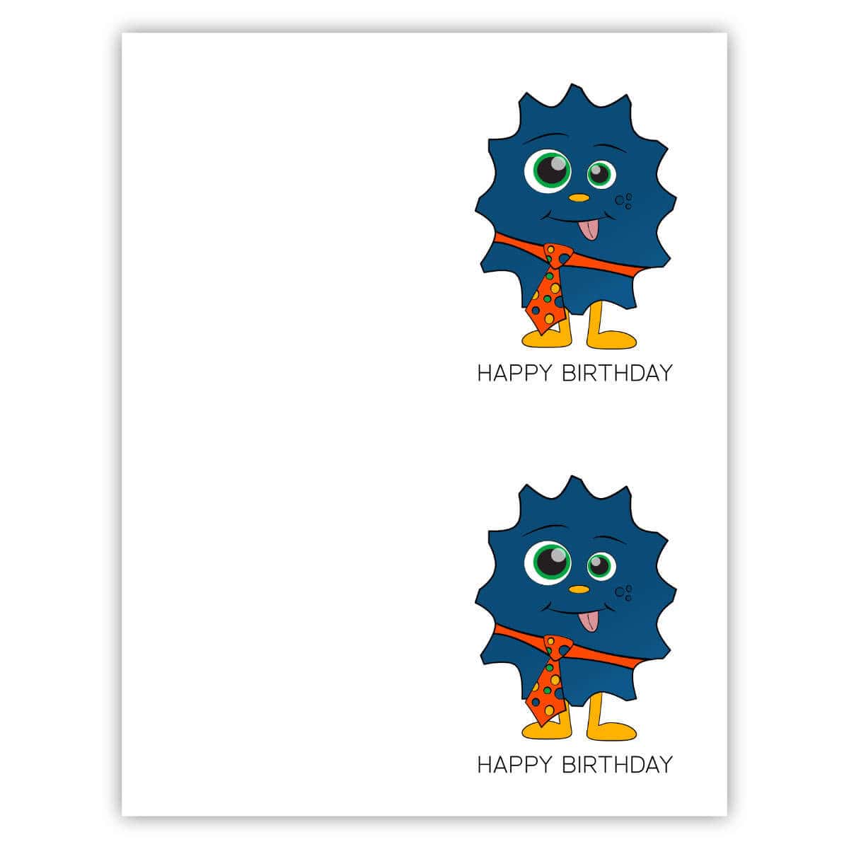 Image of a printable Birthday card with a funny face on it.