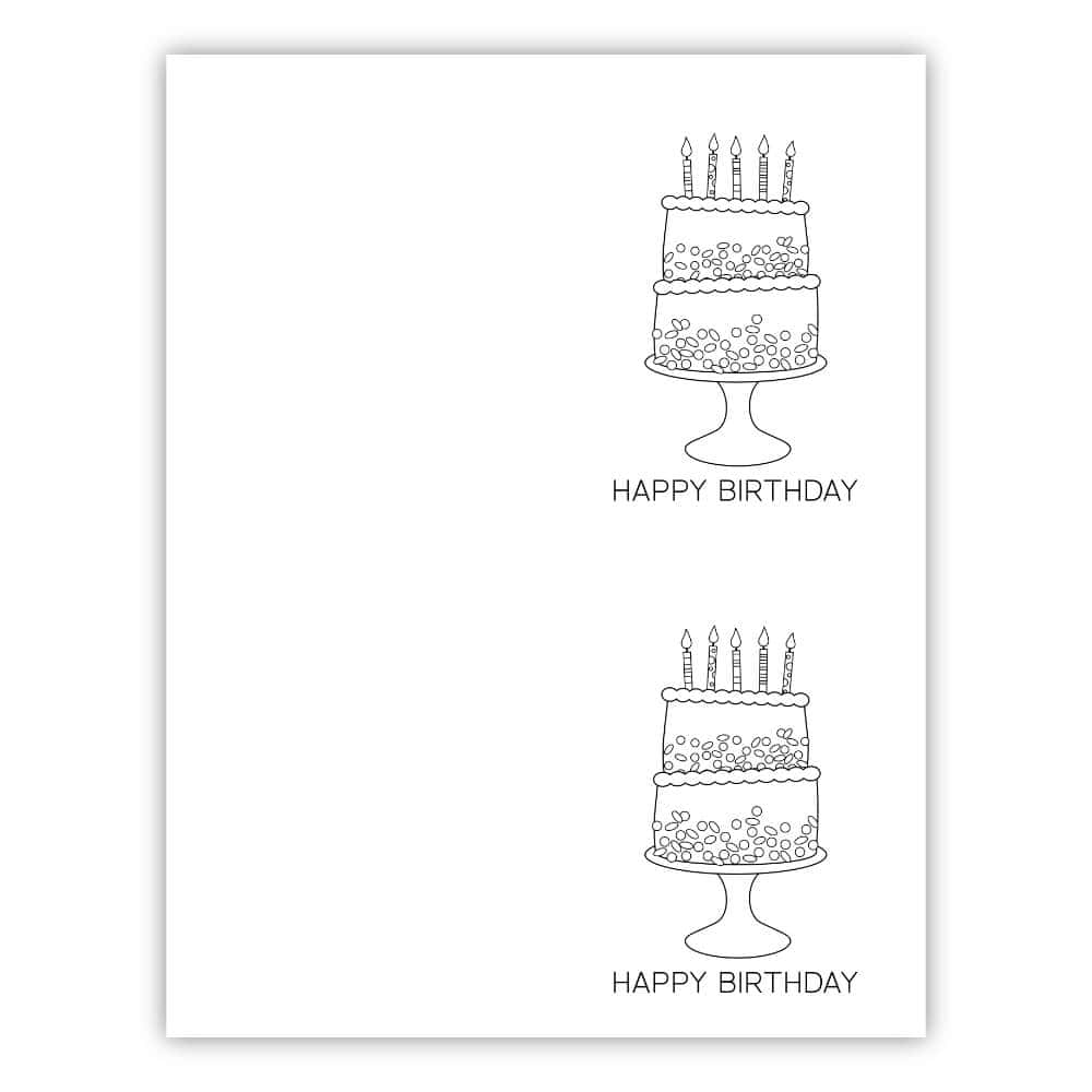 Printable Happy Birthday Cake Card To Color