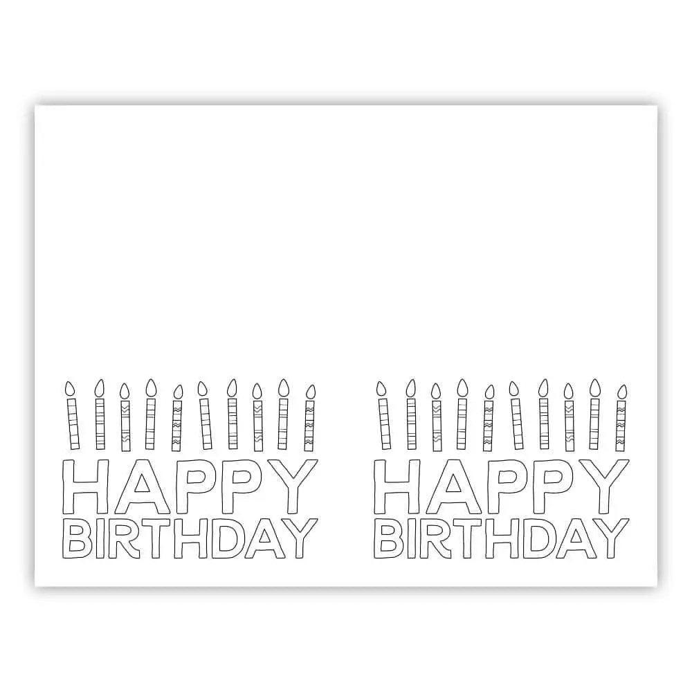Happy Birthday With Candles Card To Color