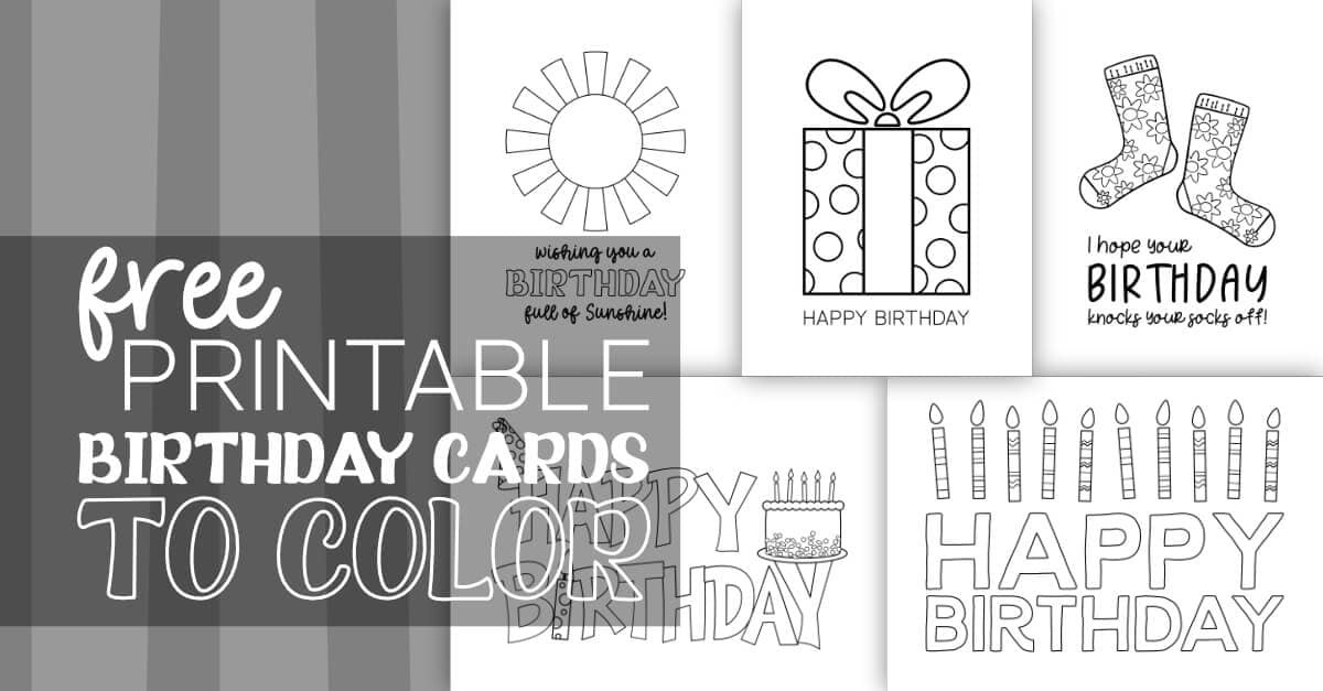 Happy Birthday Coloring Cards - Sunshine and Rainy Days