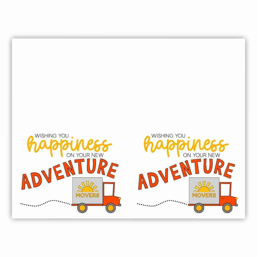 Printable Wishing You Happiness On Your New Adventure Moving Card