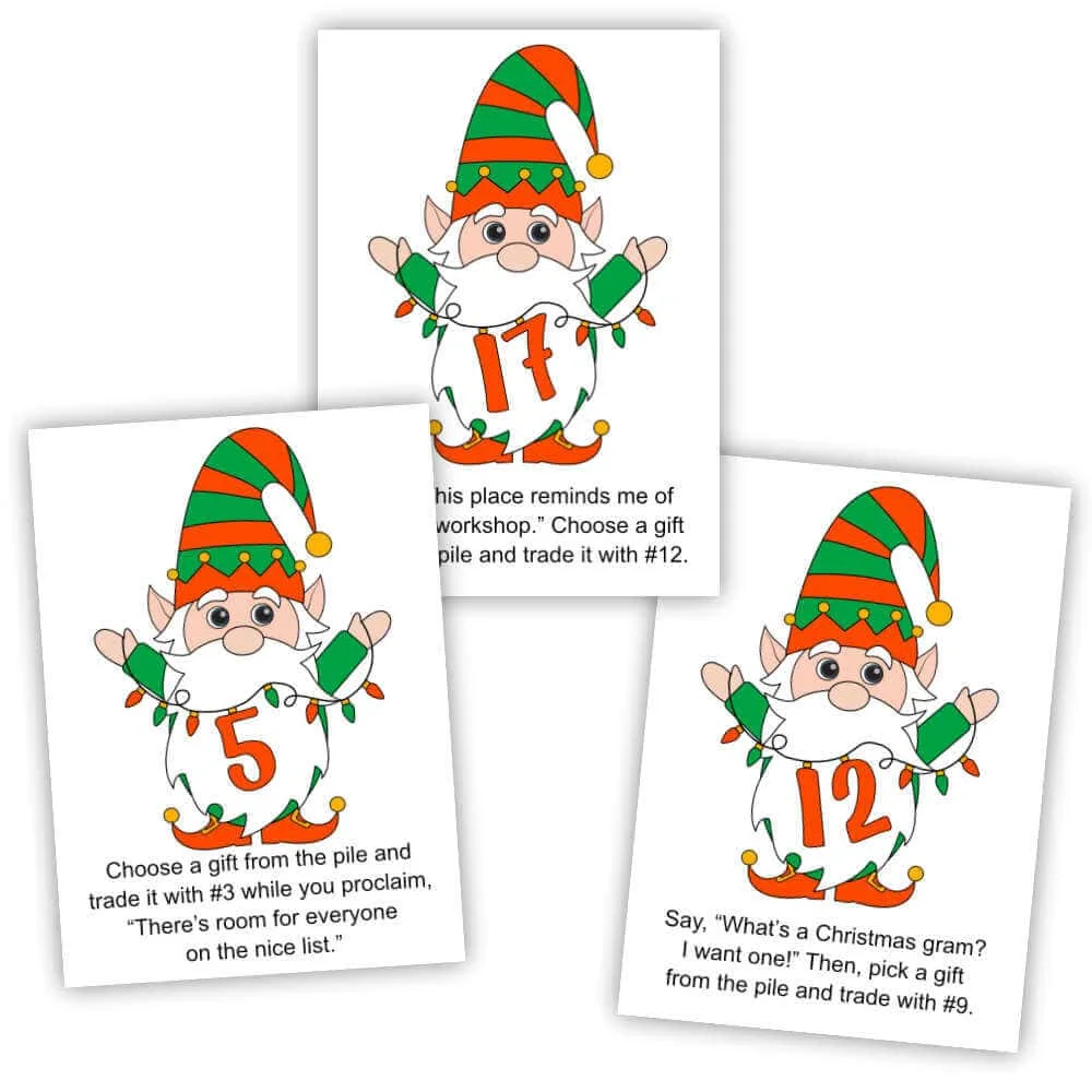 Elf Gift Exchange Cards
