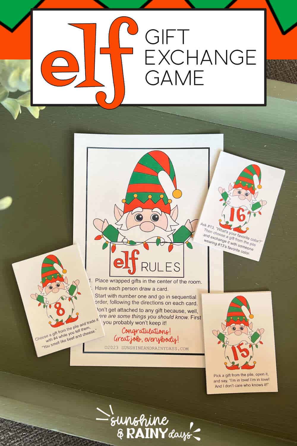 Elf Gift Exchange Game For Christmas Parties - Sunshine and Rainy Days