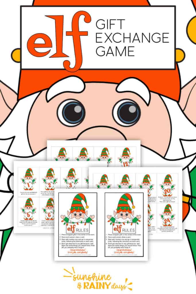 Elf Christmas Gift Exchange Game Printables