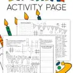 Printable Birthday activity placemat.