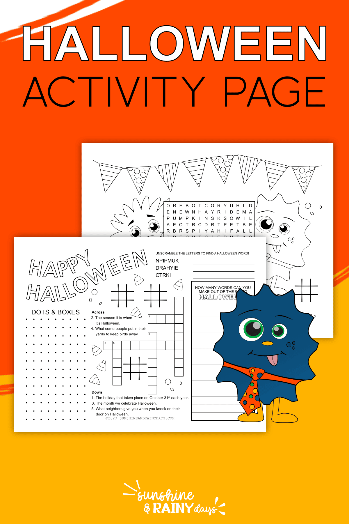 Halloween Activity Sheet Sunshine and Rainy Days