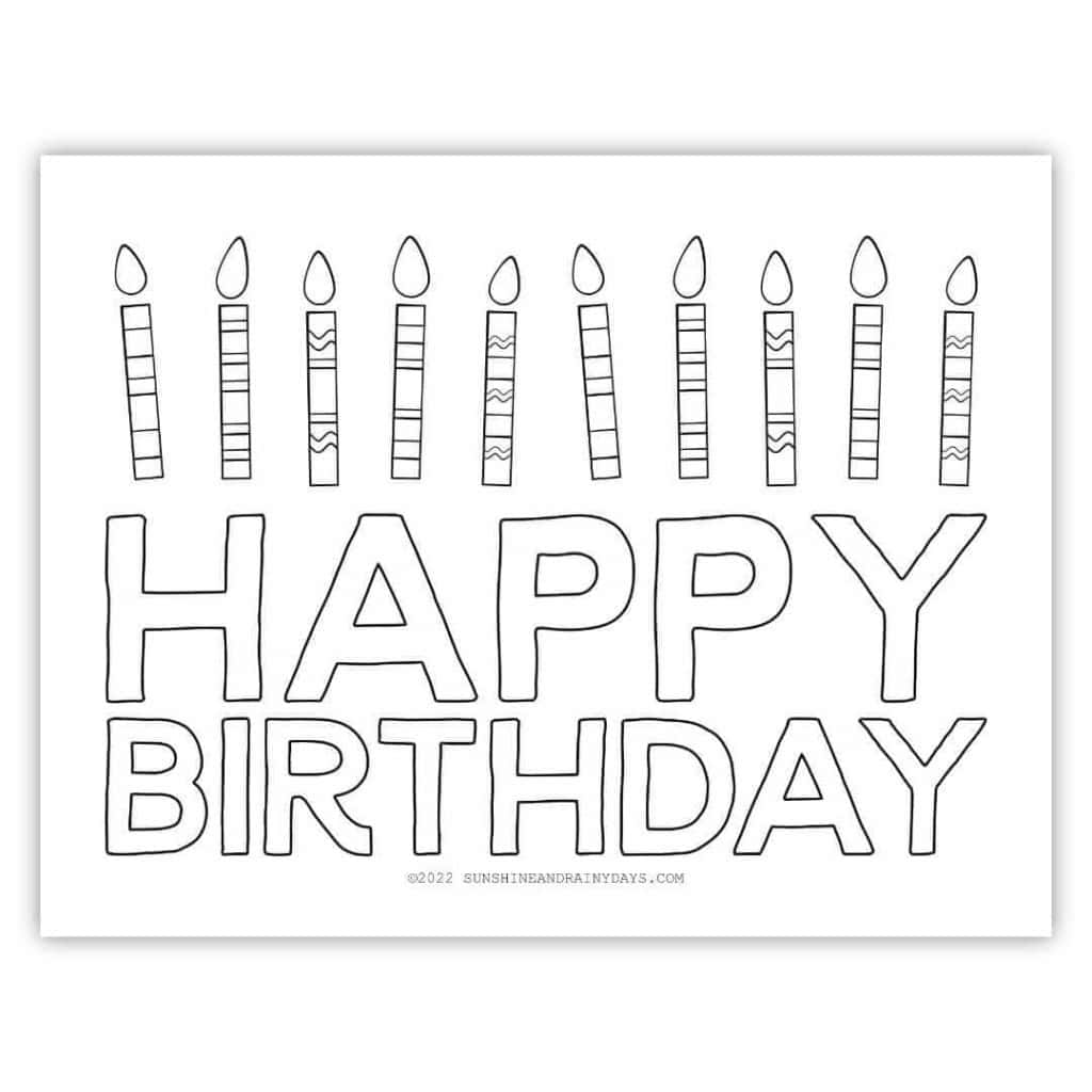 Happy Birthday Coloring Page With Candles