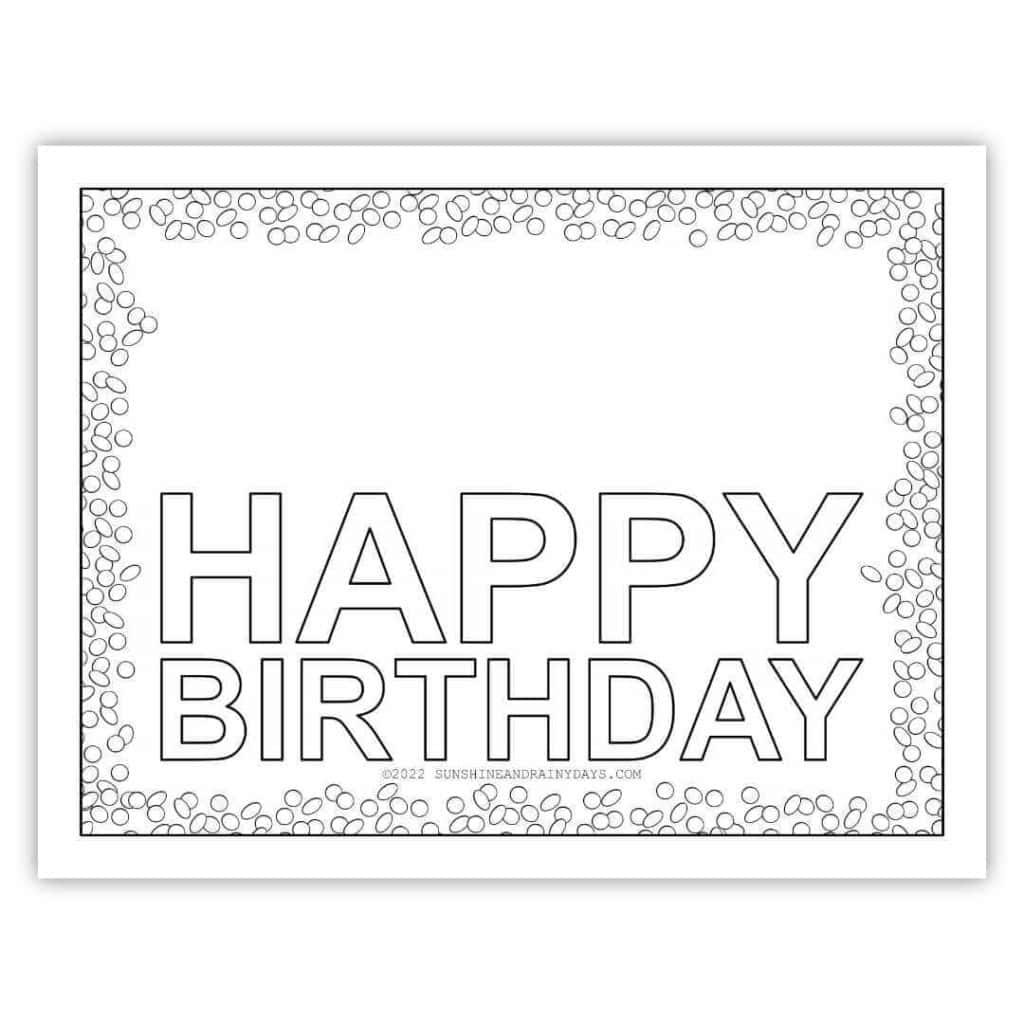 Happy Birthday Coloring Page With Sprinkles