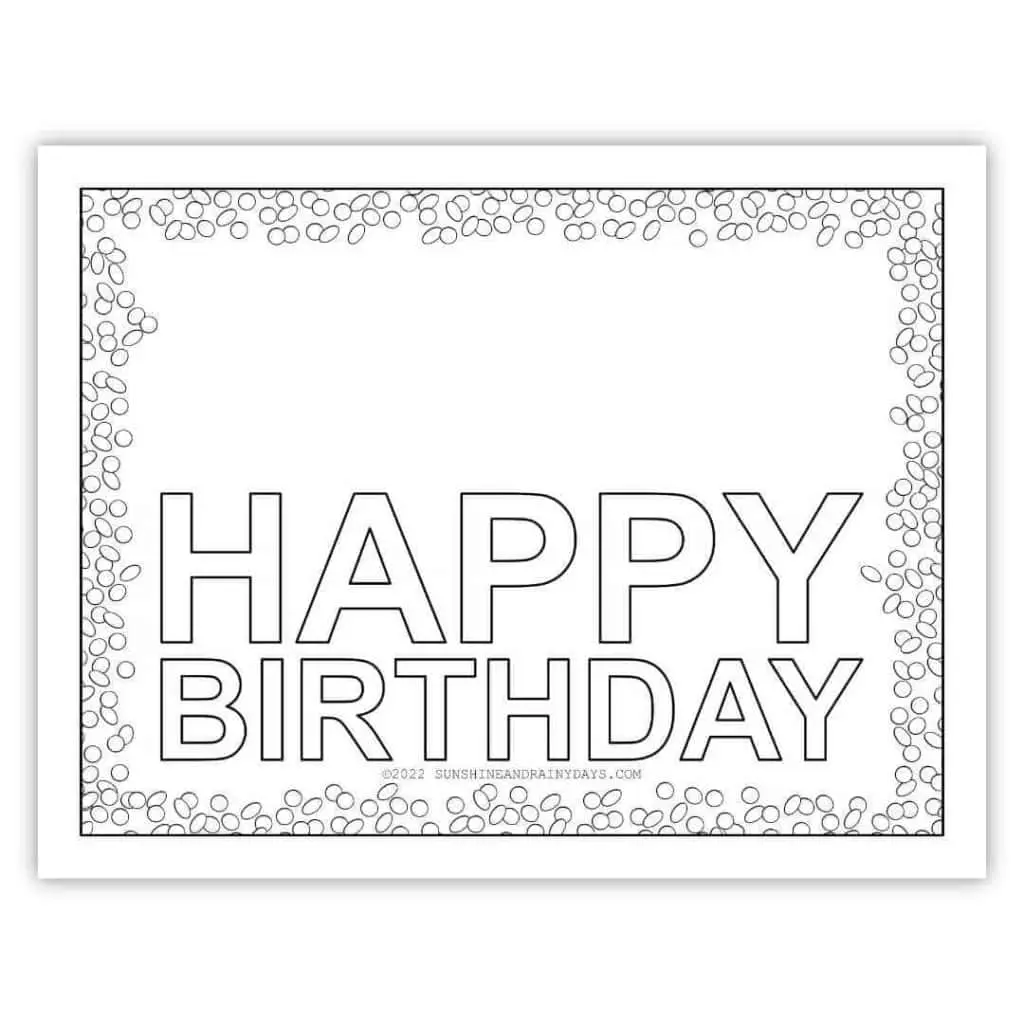 Happy Birthday Coloring Page With Sprinkles