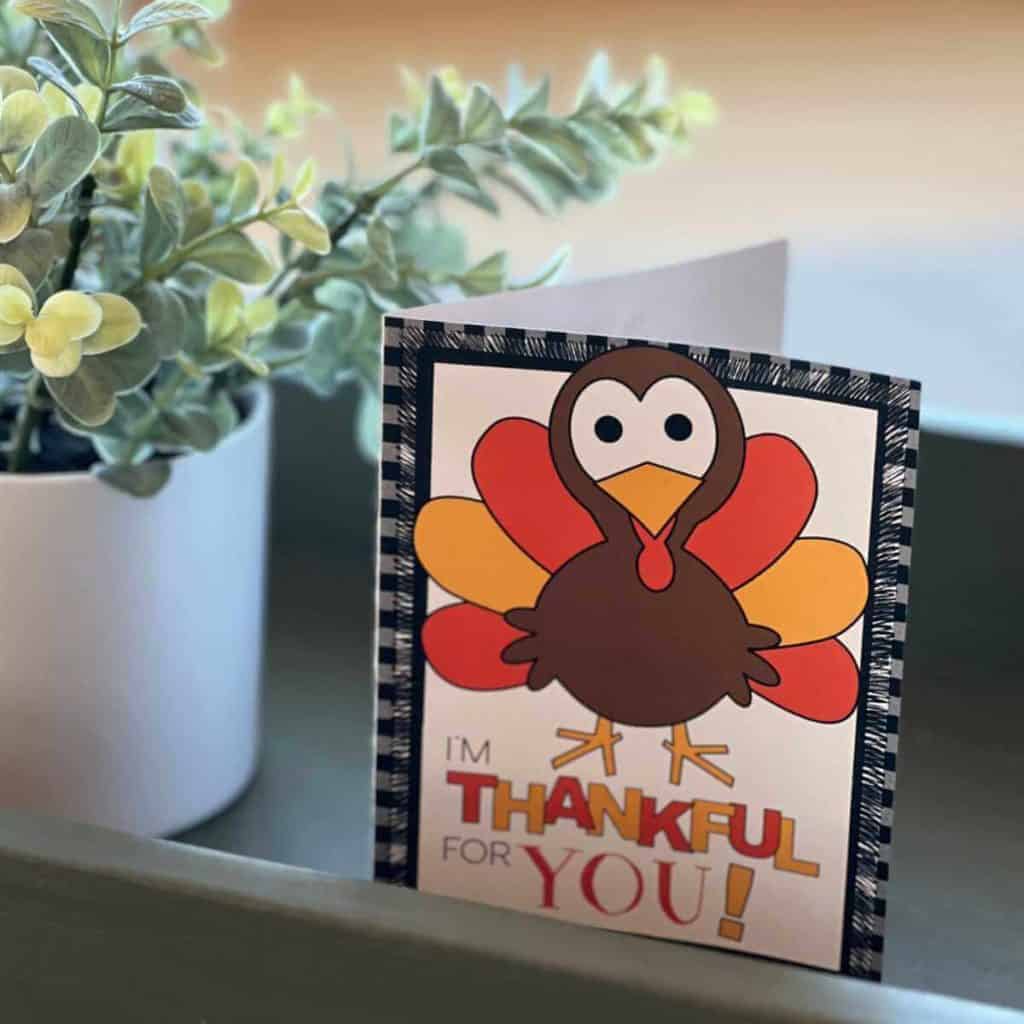 Thankful for you Thanksgiving card you can print at home.