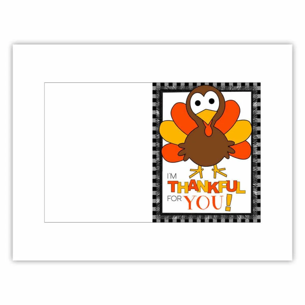 I'm Thankful For You printable Thanksgiving card.