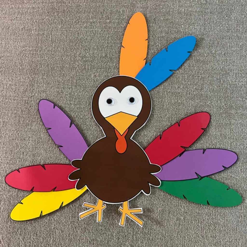 This is a printable turkey and feathers that a kindergartner put together!